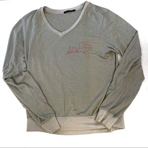 Wildfox Grey V-Neck LS Lightweight Soft Rayon Sweatshirt